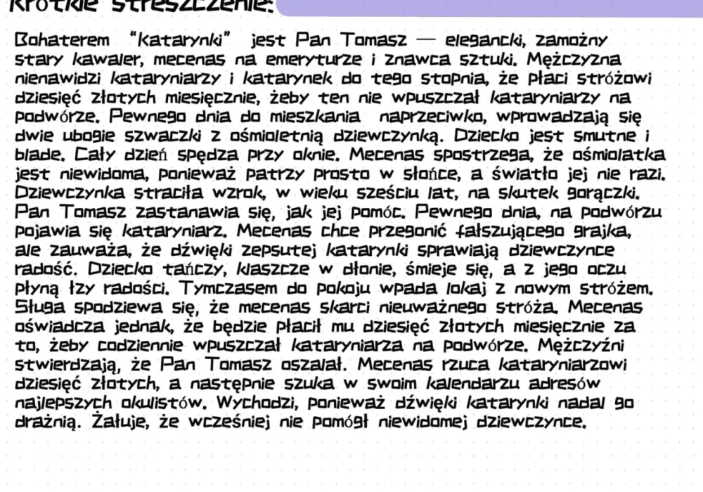 Katarynka - Prus: streszczenie, bohaterowie, sens. Czy to tylko hałas?