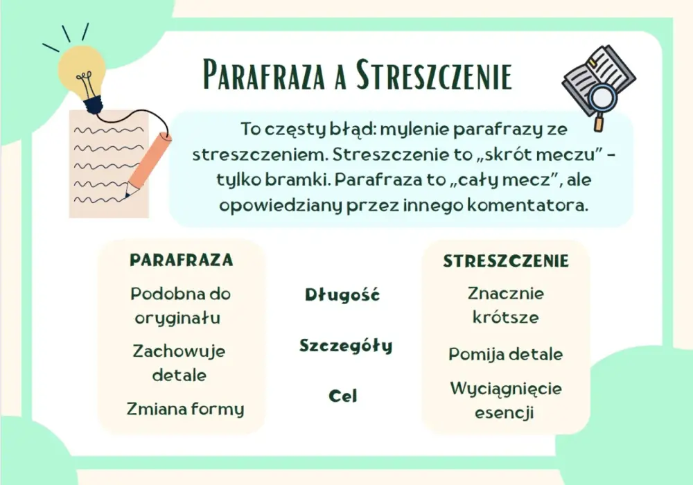 Parafraza - co to znaczy? Różnice, przykłady i jak unikać plagiatu