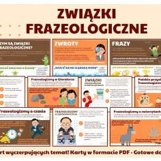 Związki frazeologiczne: wyrażenia, zwroty i frazy. Poznaj ich znaczenie i przykłady, np. „mieć głowę na karku” czy „pracować jak mrówka”.