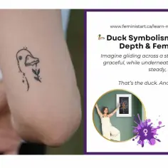 Tatuaż kaczki z gałązką, symbolizujący głębię emocjonalną i determinację. W tekście opisano patos tej symboliki.