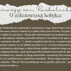 Pierwszy sen Raskolnikowa o zakatowanej kobyle. Opisuje traumatyczne wydarzenie z dzieciństwa, które wywołało przerażenie i silne wrażenie.