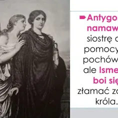 Antygona namawia siostrę do pomocy w pochówku, ale Ismena boi się złamać zakaz króla.