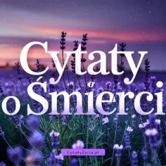 Lawendowe pole pod rozgwieżdżonym niebem. Napis: Cytaty o śmierci.