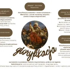 Gloryfikacja młodych bohaterów, ofiary, sakralizacja walki, Sarmaty, narodu jako męczennika, powstańców.
