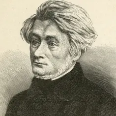 Portret mężczyzny w czarnym stroju, rysunek tuszem.