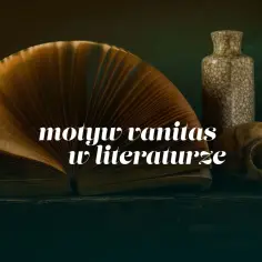 Otwarta księga, czaszka i waza – klasyczne symbole motywu vanitas w literaturze, przypominające o przemijaniu.