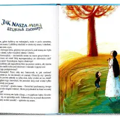 Nasza mama czarodziejka z dziećmi szuka złodzieja cienia pod drzewem.