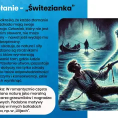 Świtezianka streszczenie: nadprzyrodzona istota wciąga mężczyznę do wody, przypominając o konsekwencjach złamanej przysięgi.