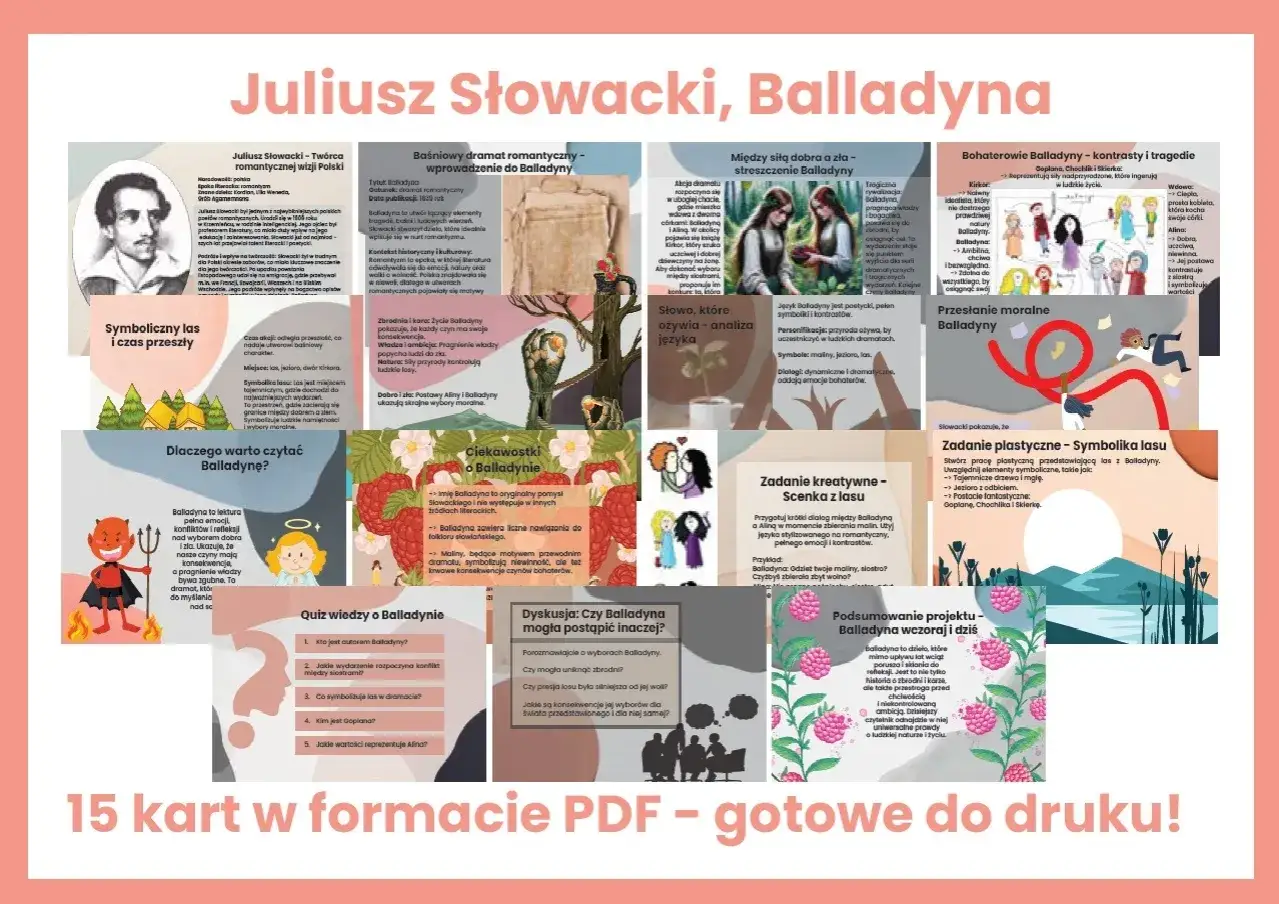Balladyna - streszczenie krótkie, symbolika lasu, bohaterowie, zadania kreatywne i quiz wiedzy o dramacie Juliusza Słowackiego.