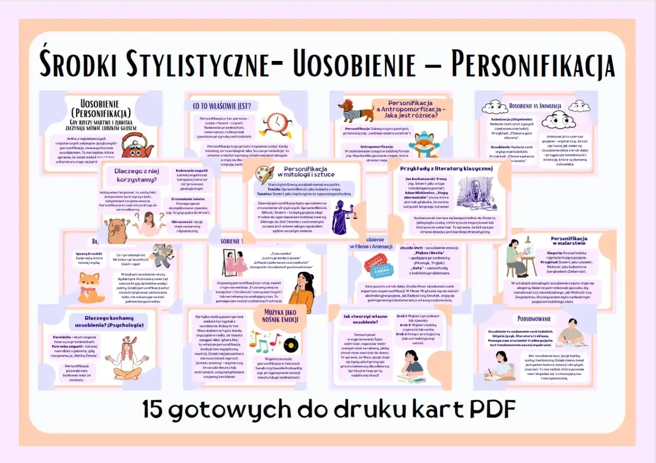 Uosobienie nadaje cechy ludzkie przedmiotom i zjawiskom, ożywiając język i literaturę.