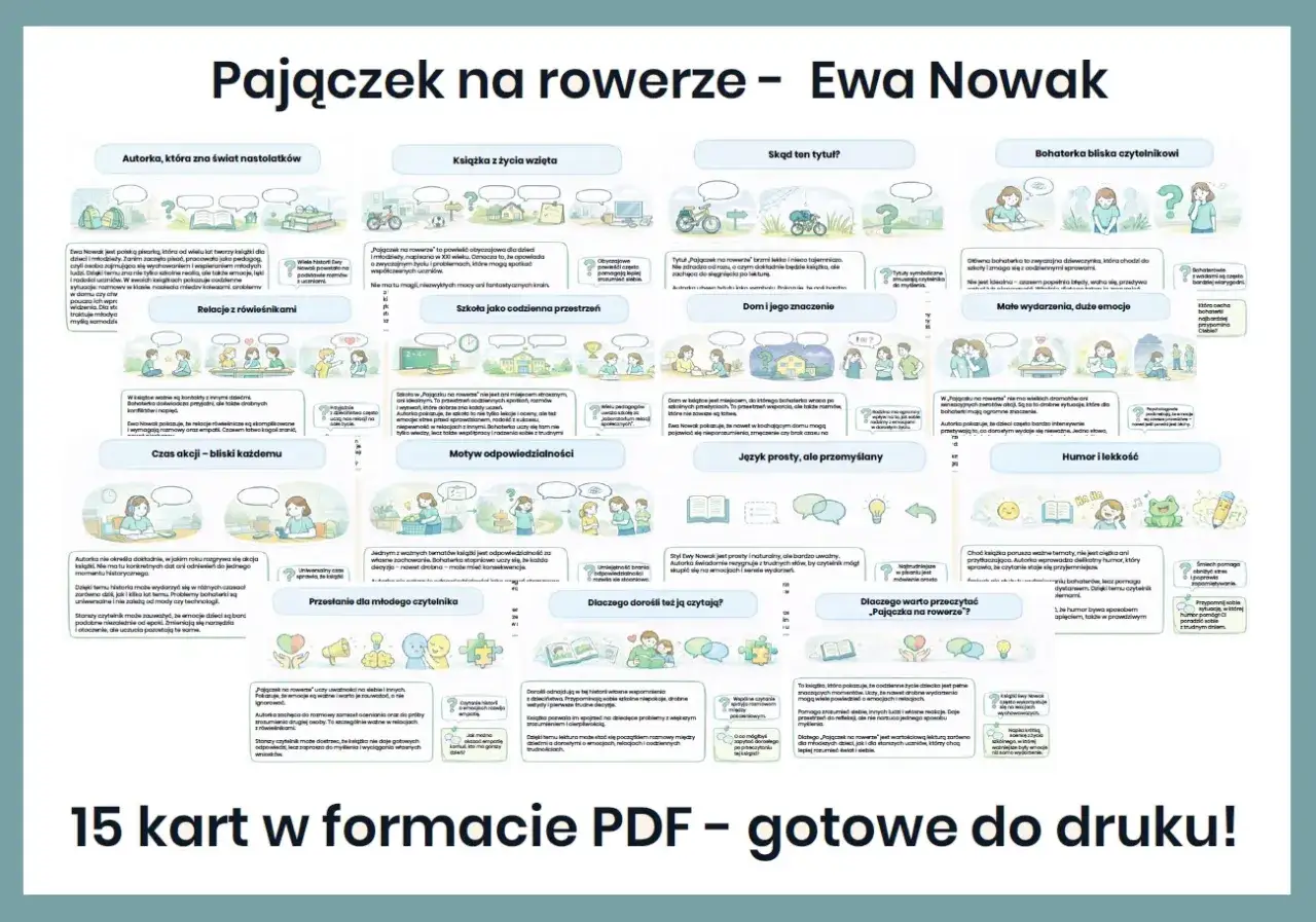 Pajączek na rowerze – streszczenie: Ewa Nowak, autorka znająca świat nastolatków, stworzyła książkę o zwyczajnym życiu, emocjach i problemach młodych ludzi.