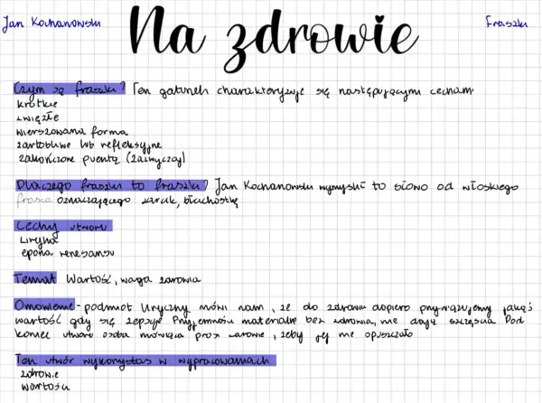 Fraszka Kochanowskiego "Na zdrowie" - Co naprawdę znaczy?