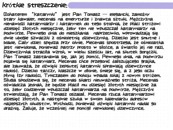 Katarynka - Prus: streszczenie, bohaterowie, sens. Czy to tylko hałas?